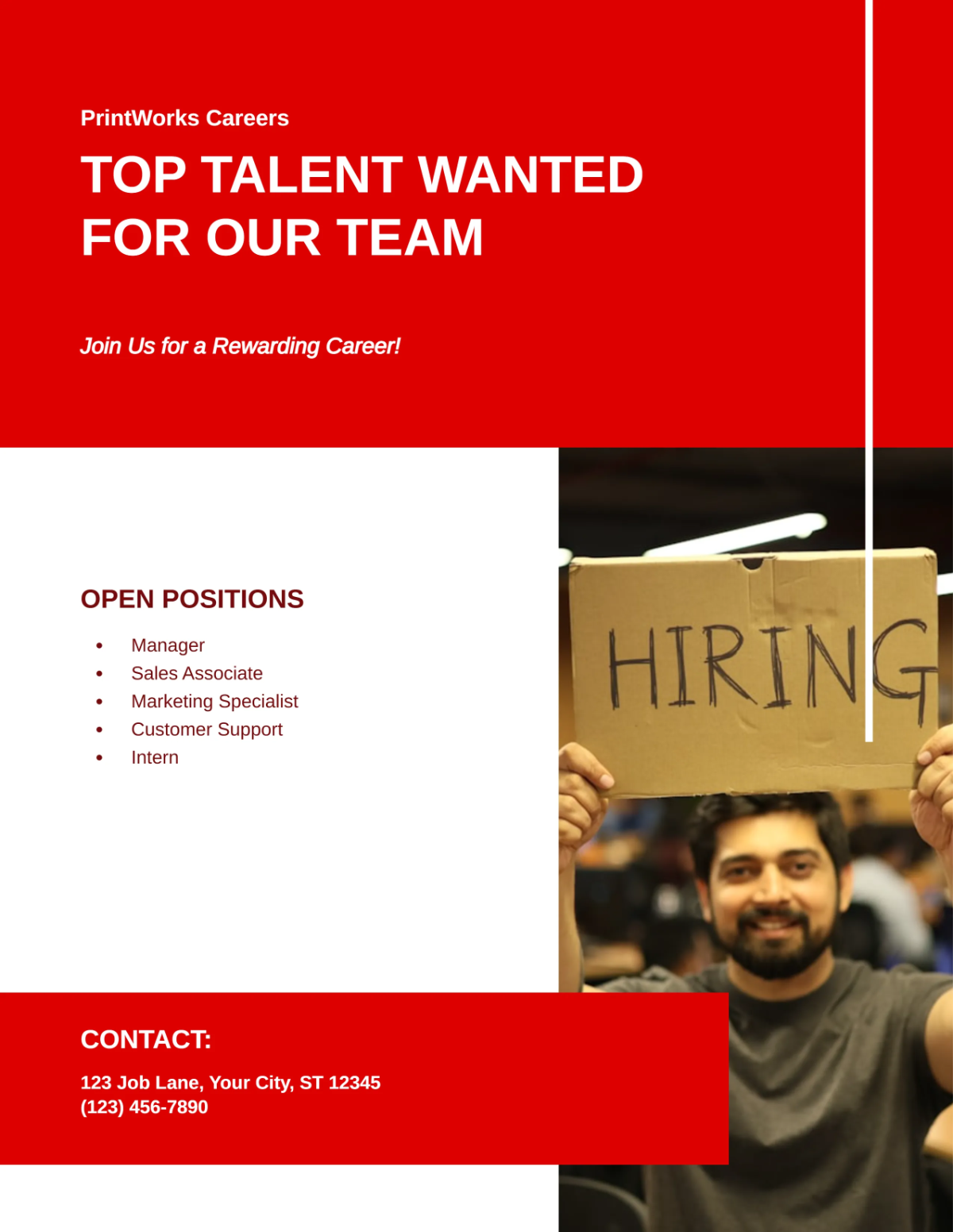 Free Printable Hiring Flyer Template to Edit Online