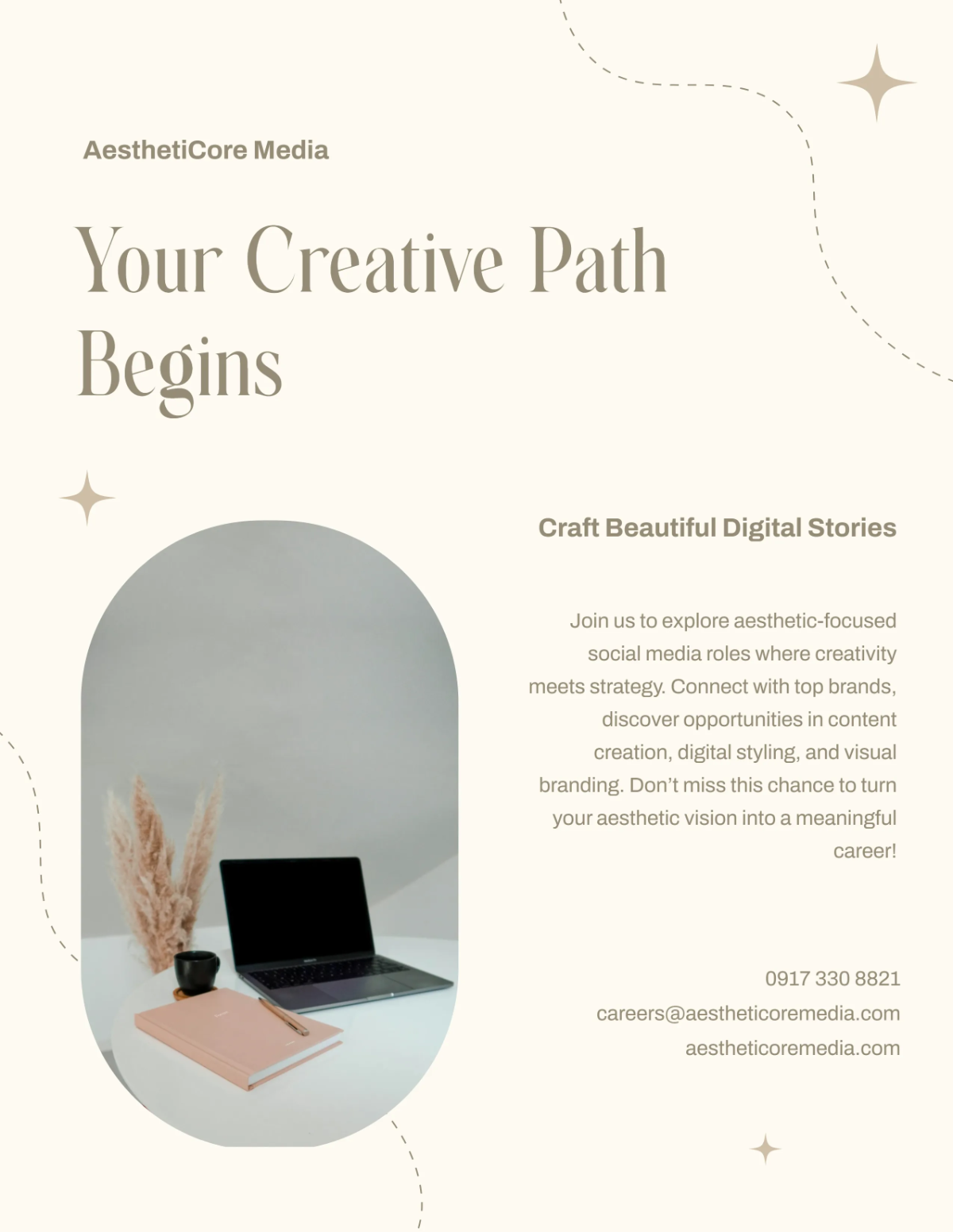 Free Aesthetic Social Media Hiring Flyer Template to Edit Online