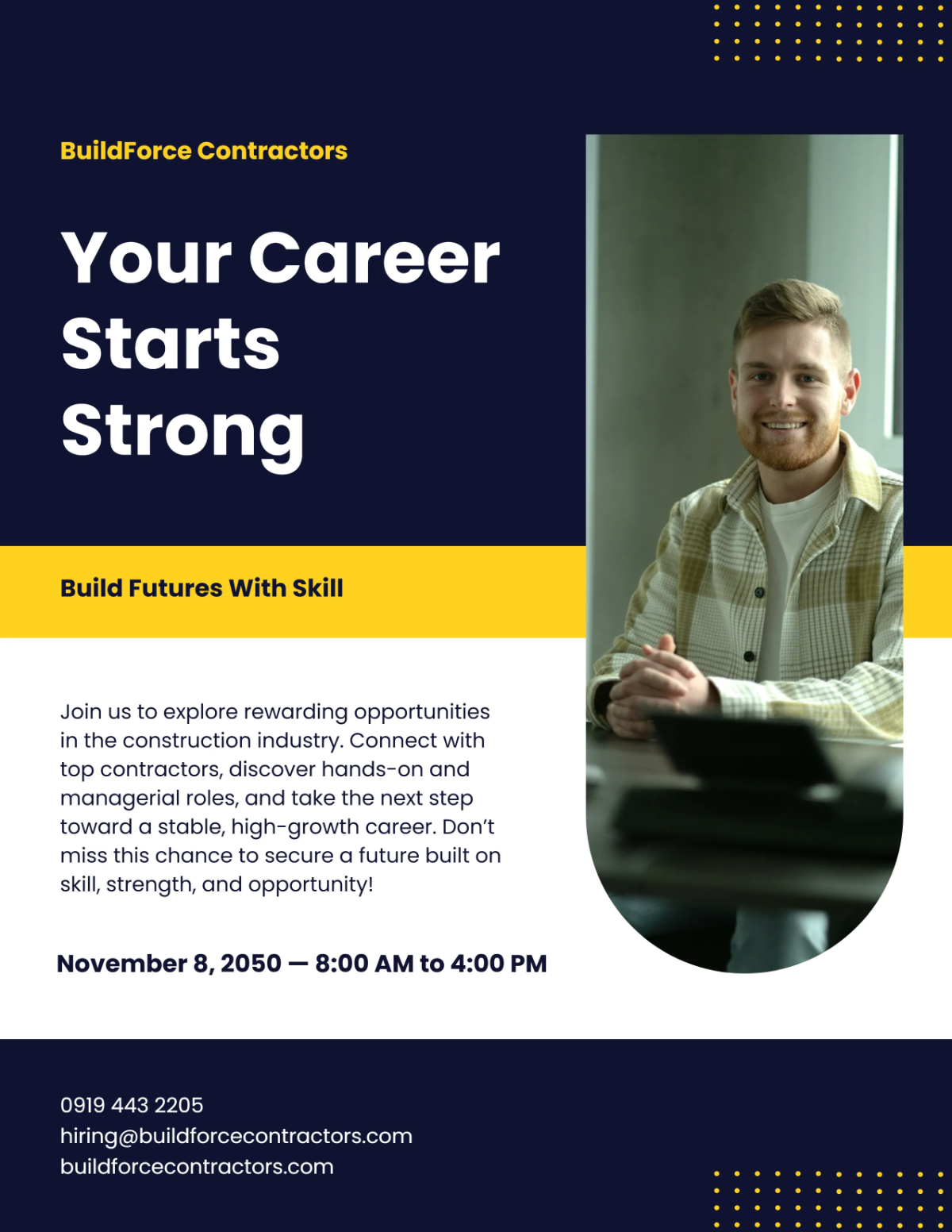 Free Construction Hiring Flyer Template to Edit Online