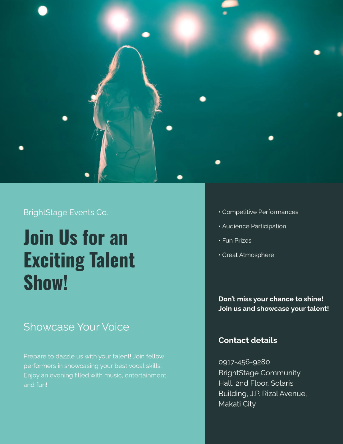 Free Singing Talent Show Flyer Template to Edit Online
