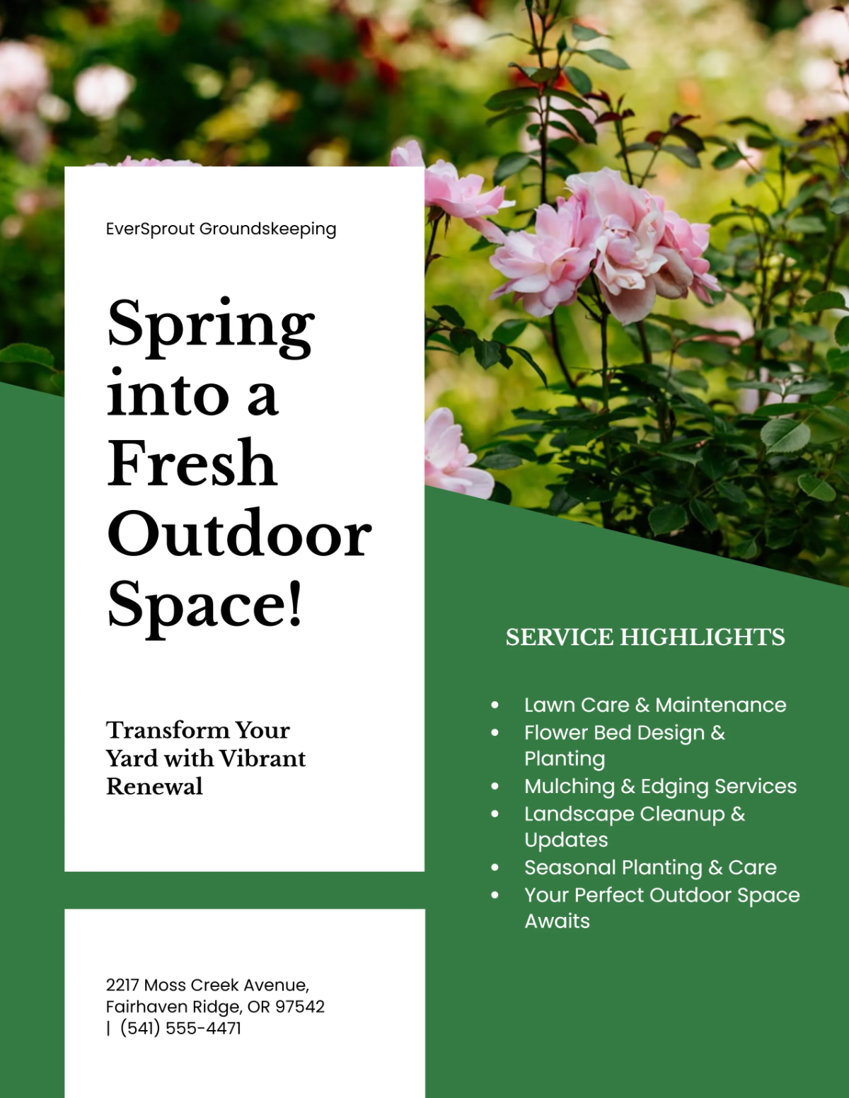 Free Spring Clean Up Landscaping Flyer Template to Edit Online
