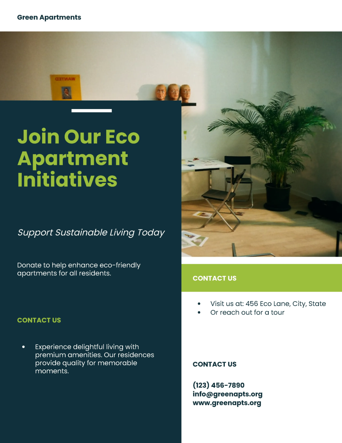 Free Green Studio Apartment Flyer Template to Edit Online Free Green Studio Apartment Flyer Template to Edit Online