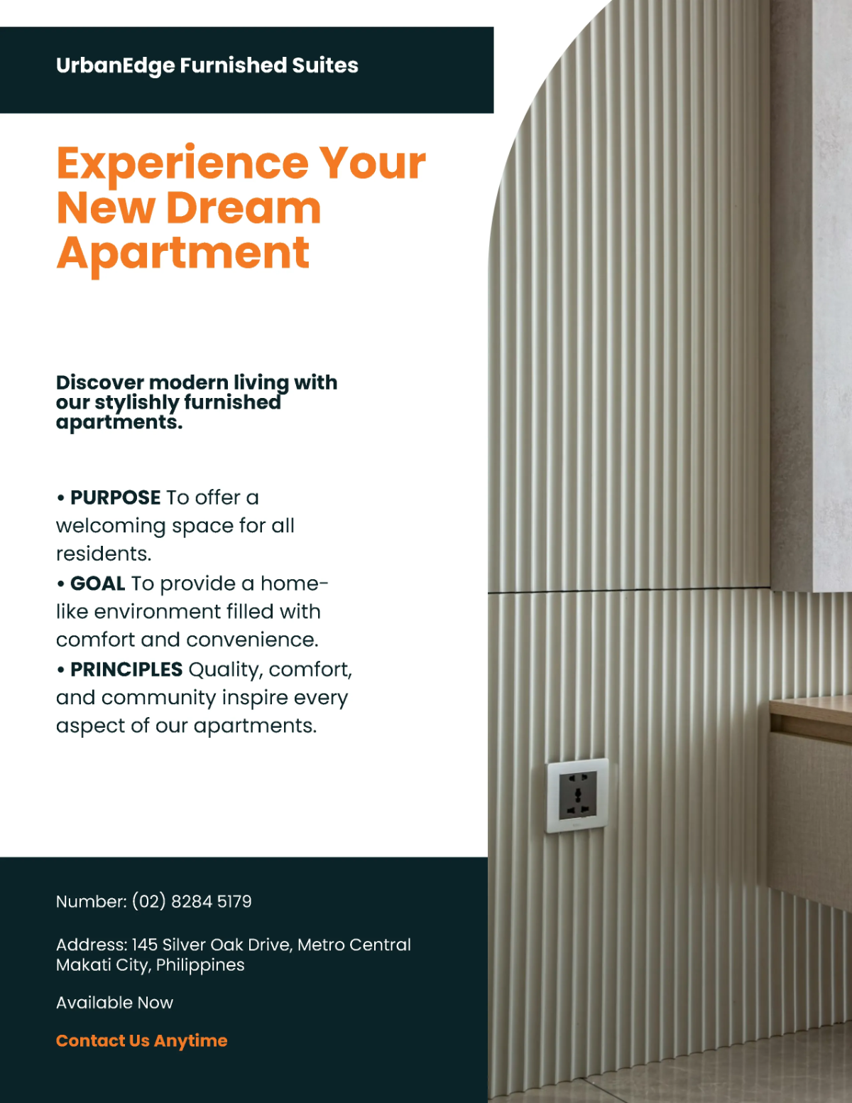 Free Modern Furnished Apartment Flyer Template to Edit Online