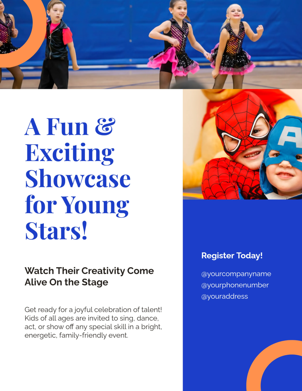 Free Colorful Kids Talent Show Flyer Template to Edit Online