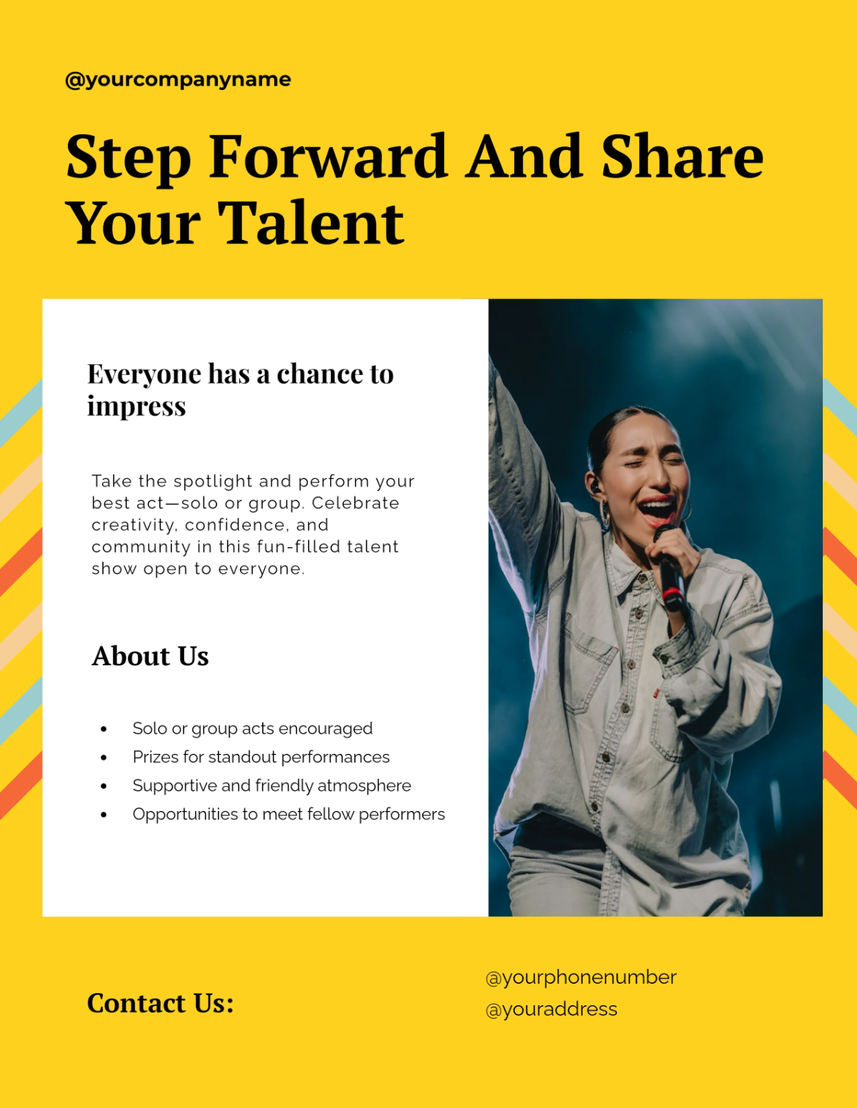 Free Yellow Comedy Talent Show Flyer Template to Edit Online