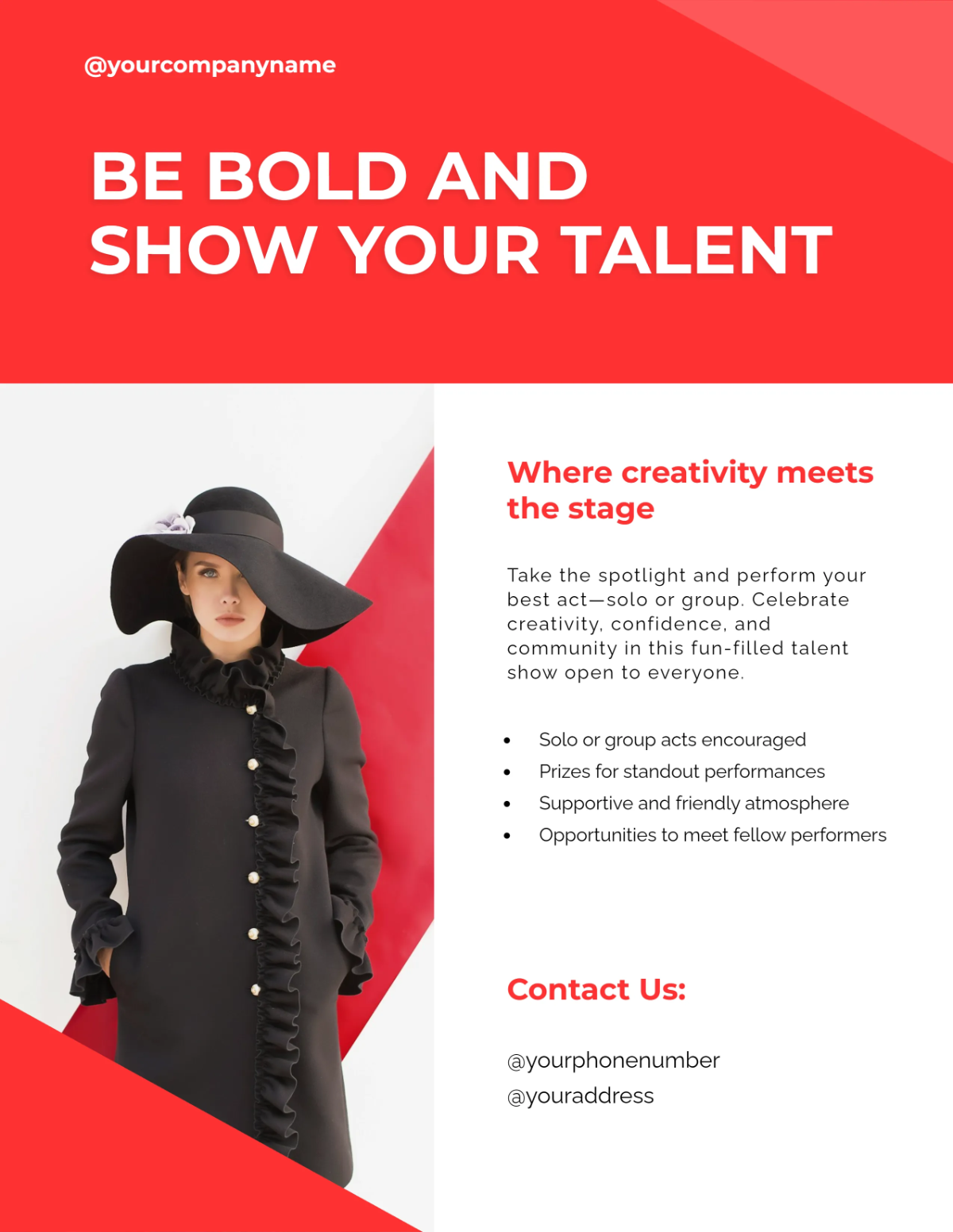 Free Fashion Talent Show Flyer Template to Edit Online