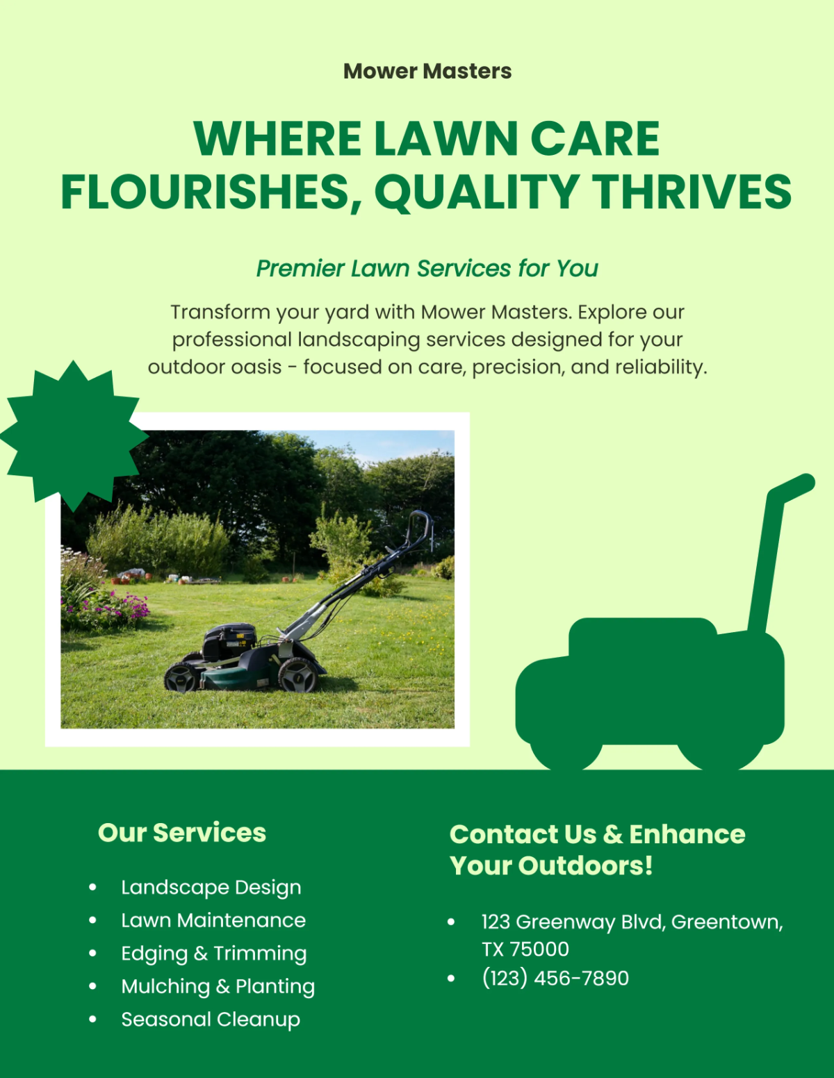 Free Lawn Mower Landscaping Flyer Template to Edit Online