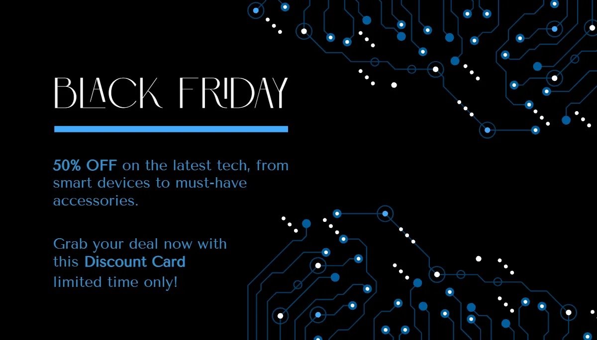 Free Black Friday Tech Deal Card Template to Edit Online