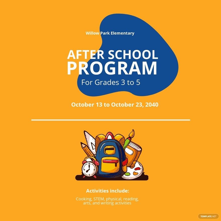 Free After School Program Instagram Post Template