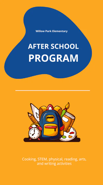 Free After School Program Instagram Story Template to Edit Online