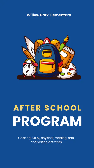 Free After School Program Instagram Story Template to Edit Online