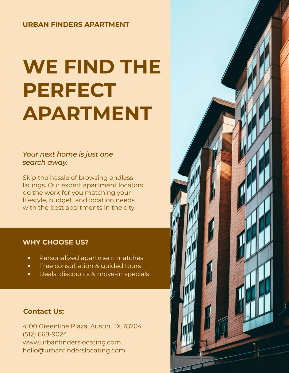 Free Apartment Locator Flyer Template to Edit Online