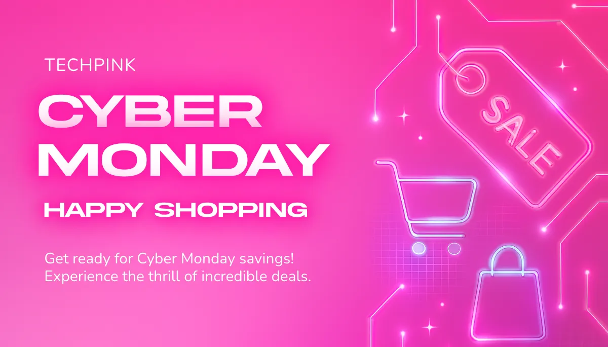 Free Pink Cyber Monday Card Template to Edit Online