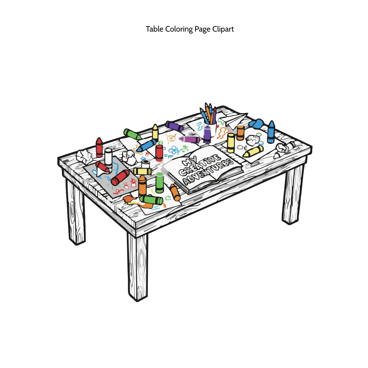 Free Table Coloring Page Clipart Template to Edit Online