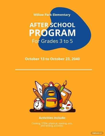 After School Program Flyer Templlate in Word, Apple Pages, Publisher