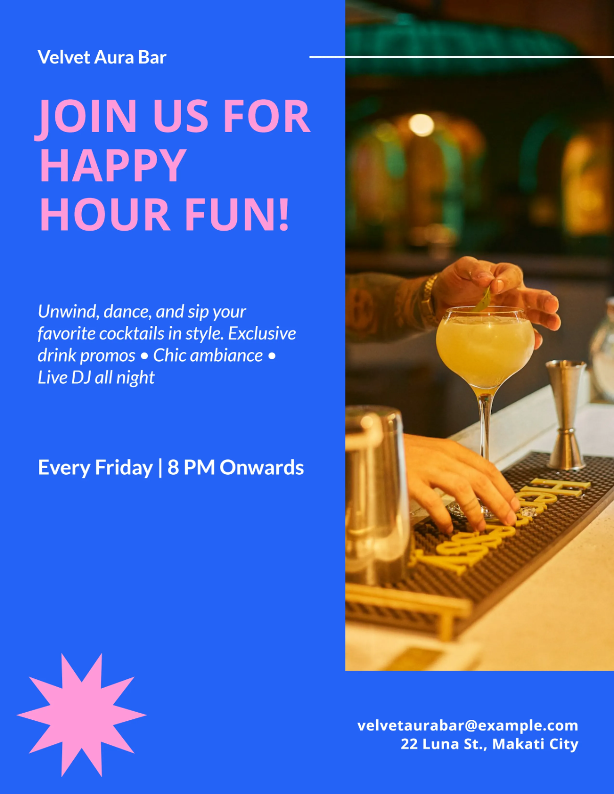 Free Happy Hour Bar Flyer Template to Edit Online