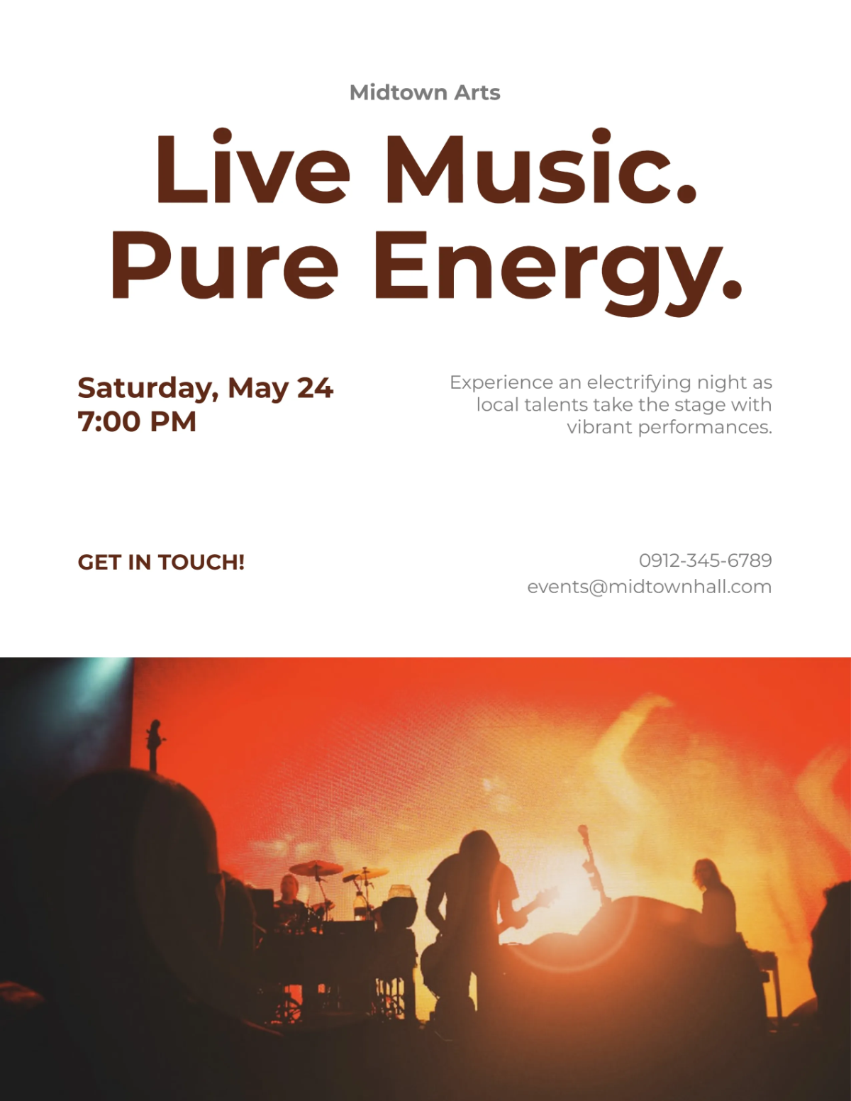 Free Simple Printable Band Flyer Template to Edit Online