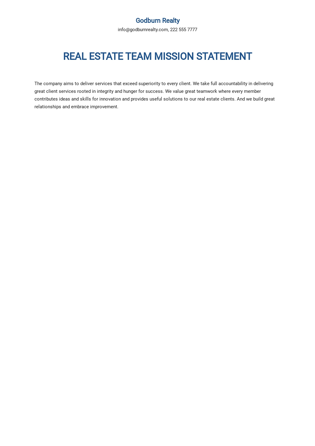 Free Simple Real Estate Mission Statement Template Google Docs, Word