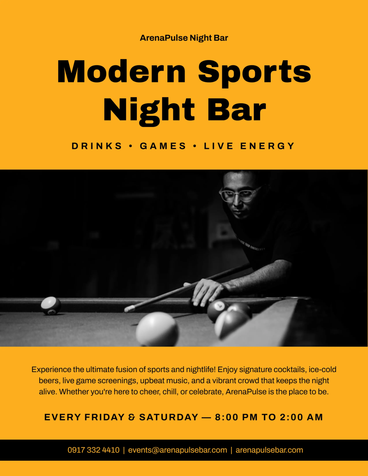 Free Modern Sports Night Bar Flyer Template to Edit Online