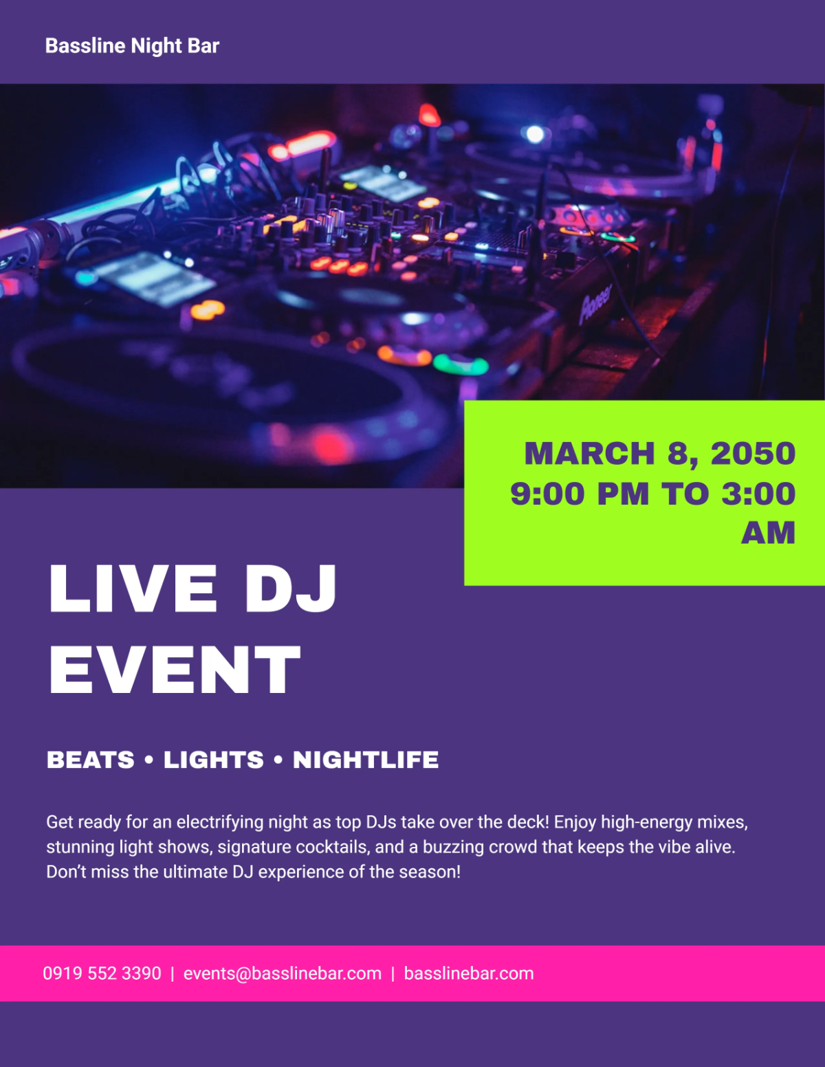 Free DJ Event Bar Flyer Template to Edit Online