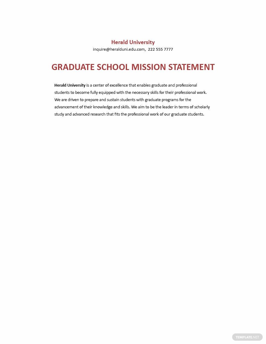 Free Graduate School Mission Statement Example Template