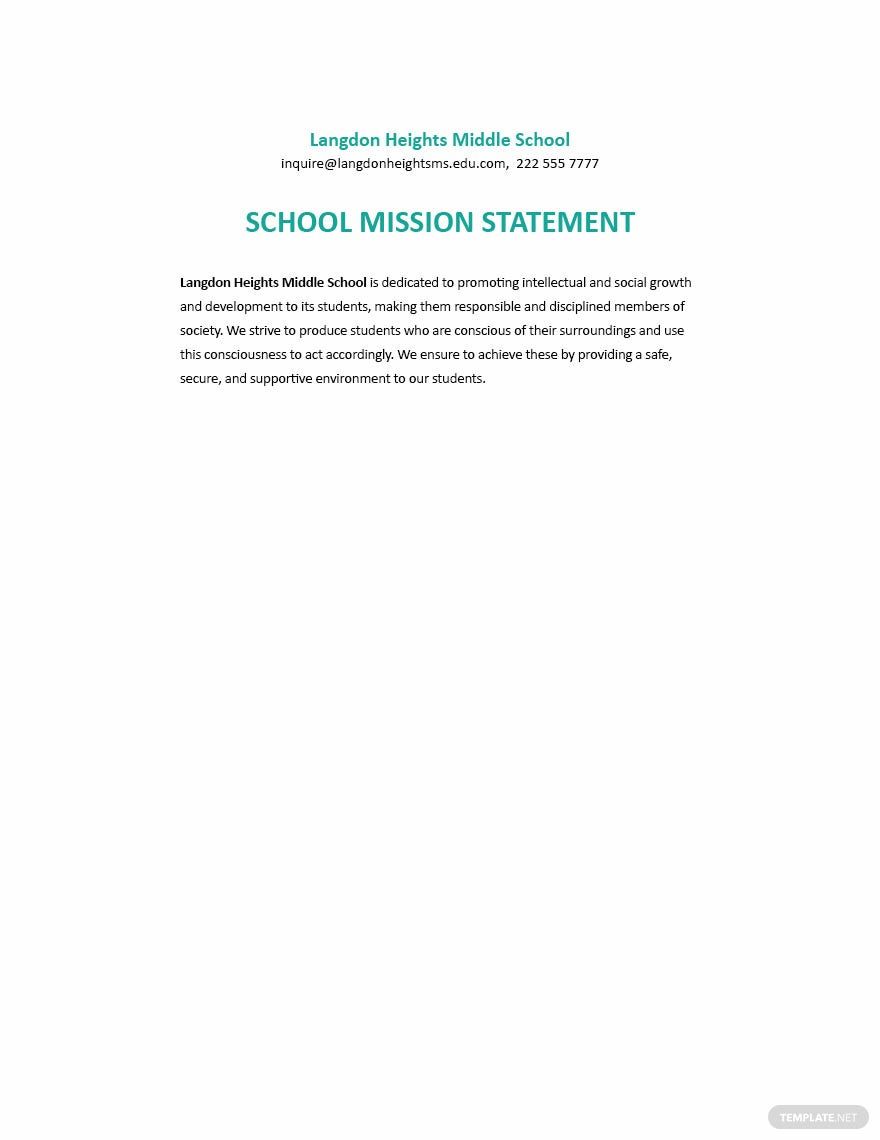 School Mission Statement Sample Template