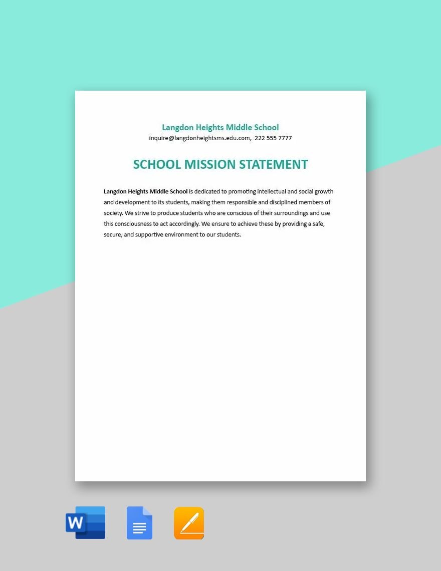 School Mission Statement Sample Template in Word, Google Docs