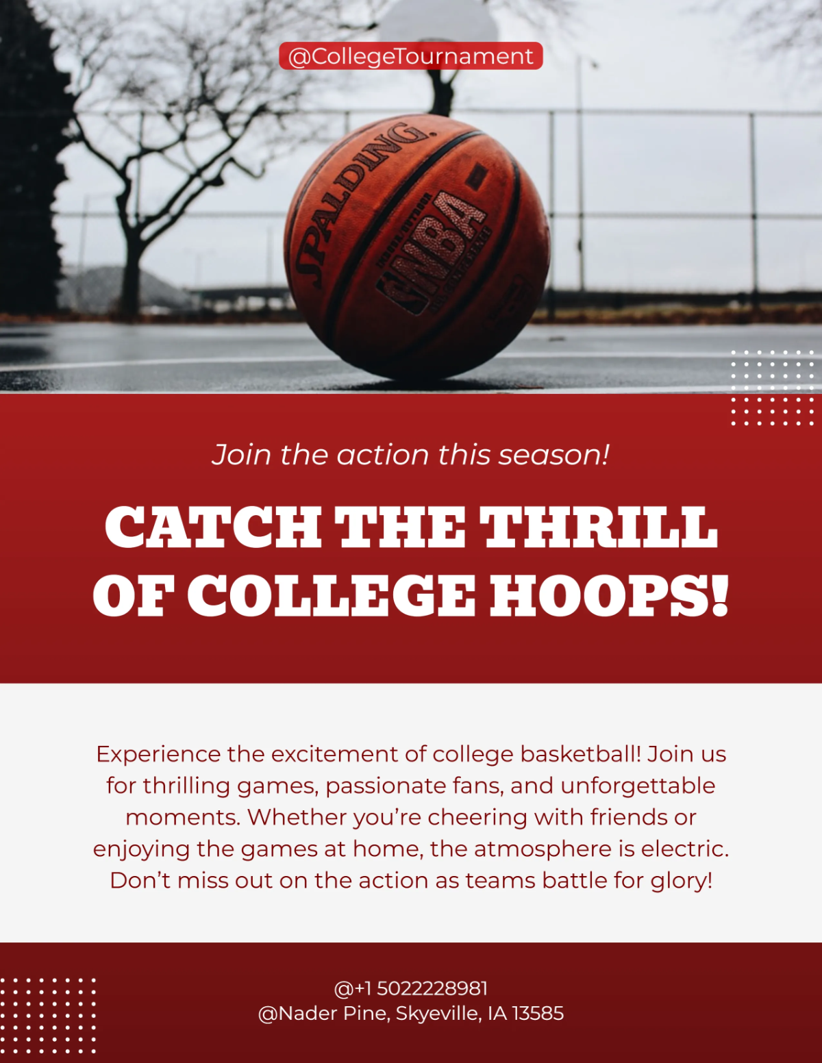 Free College Tournament Basketball Flyer Template to Edit Online