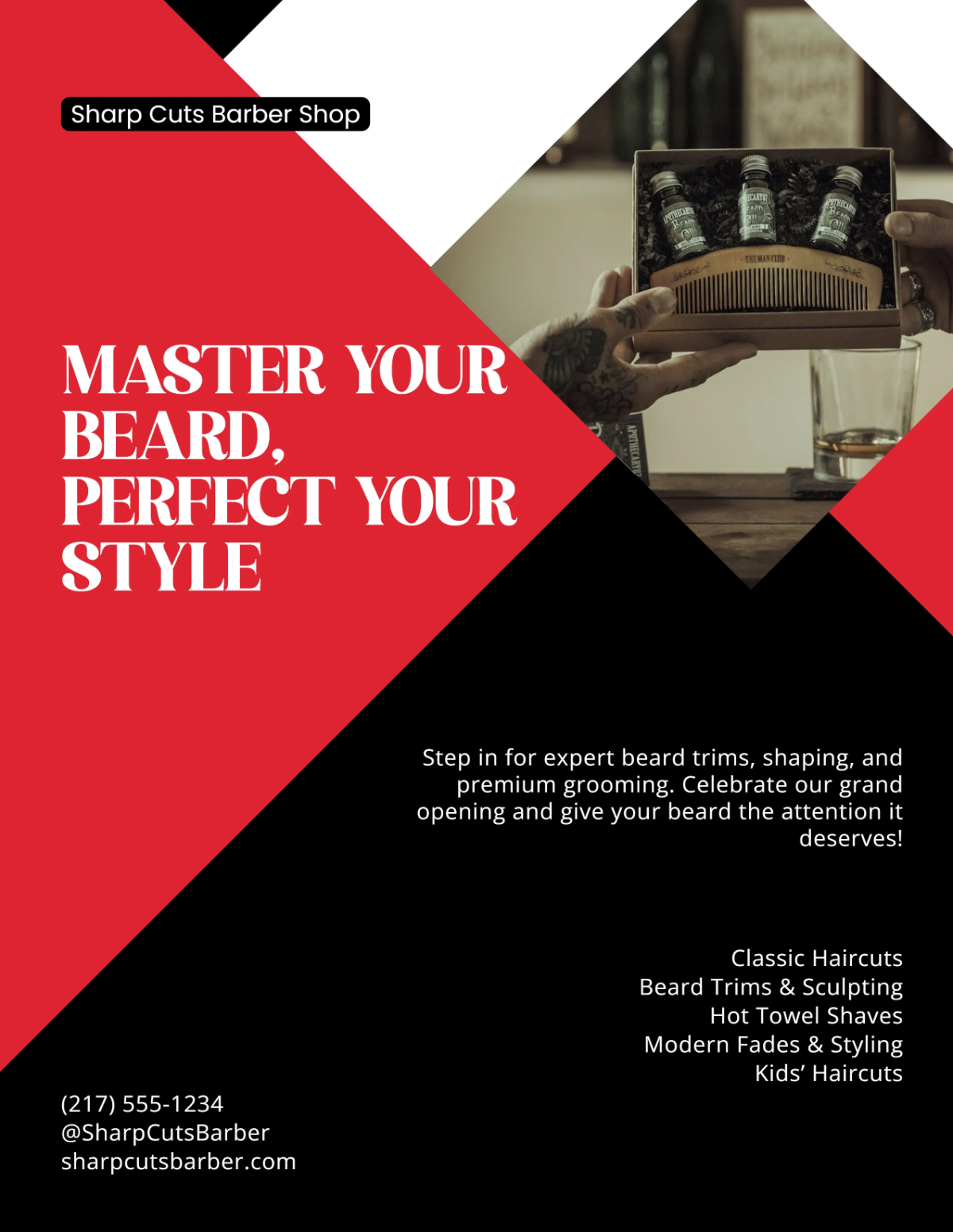 Free Beard Trim Barber Shop Flyer Template to Edit Online