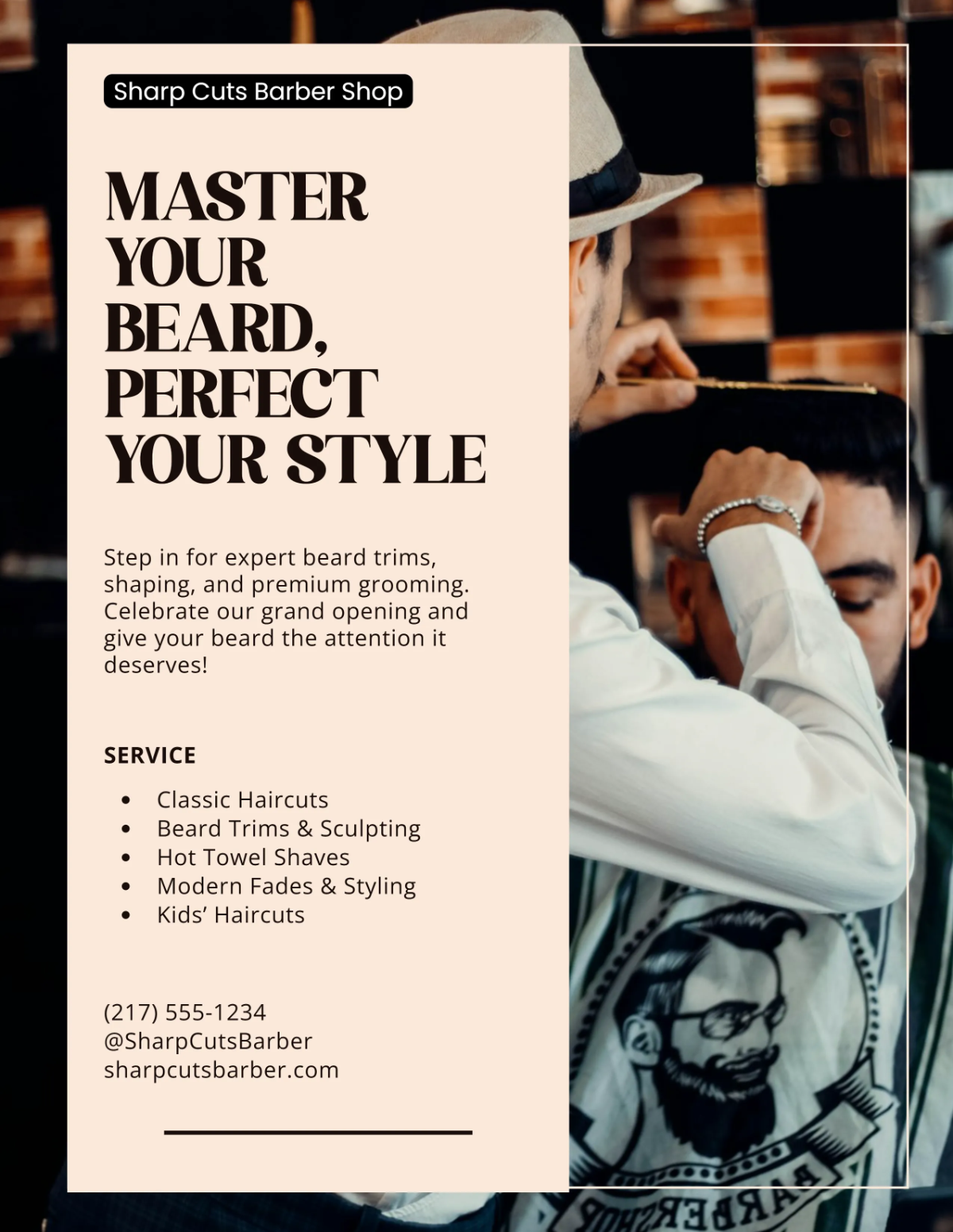 Free Retro Theme Barber Shop Flyer Template to Edit Online