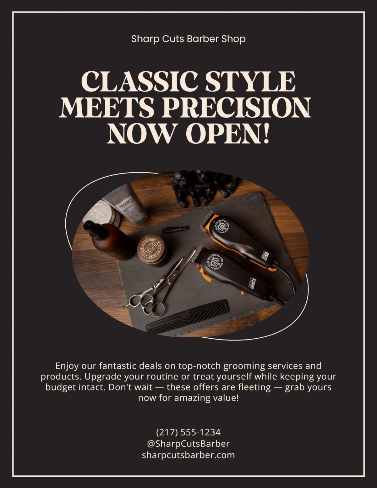 Free Minimalist Design Barber Shop Flyer Template to Edit Online