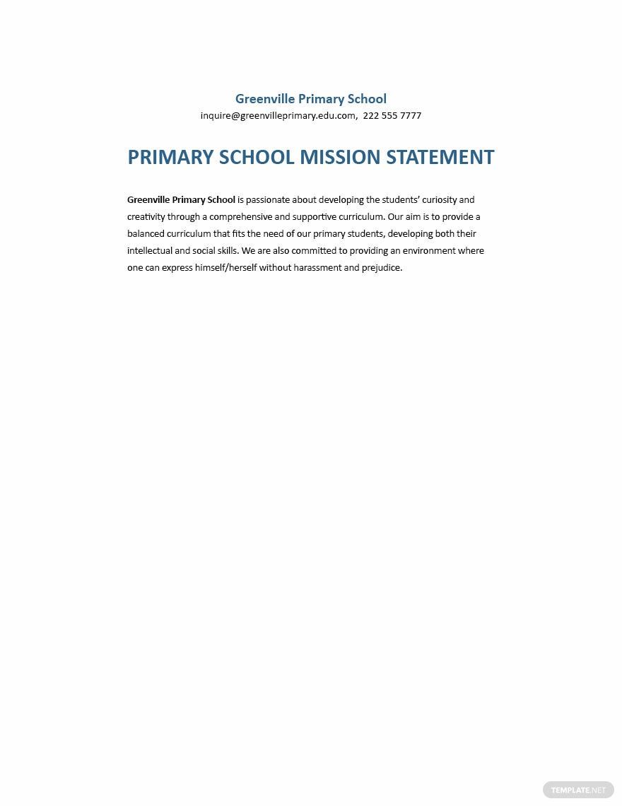 Primary School Mission Statement Template