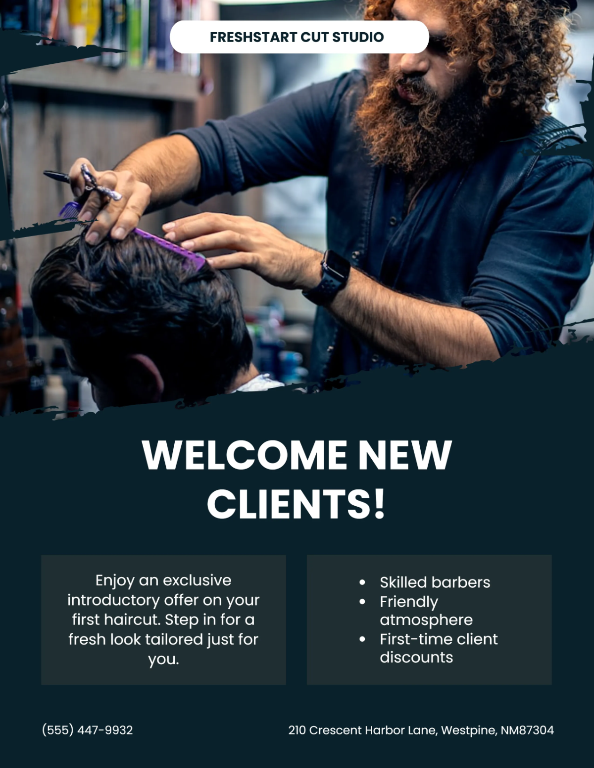 Free New Client Barber Shop Flyer Template to Edit Online