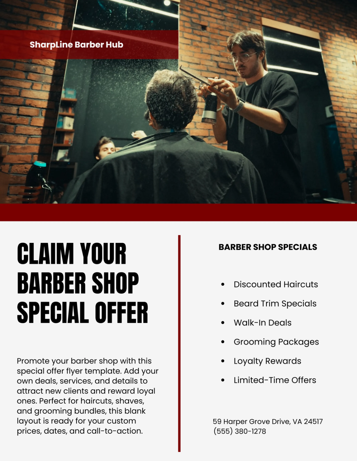 Free Blank Special Offer Barber Shop Flyer Template to Edit Online