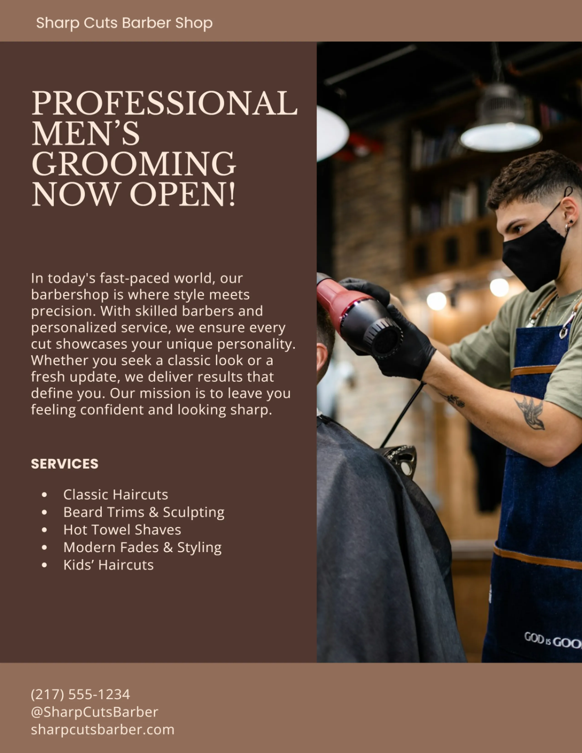 Free Elegant Barber Shop Flyer Template to Edit Online