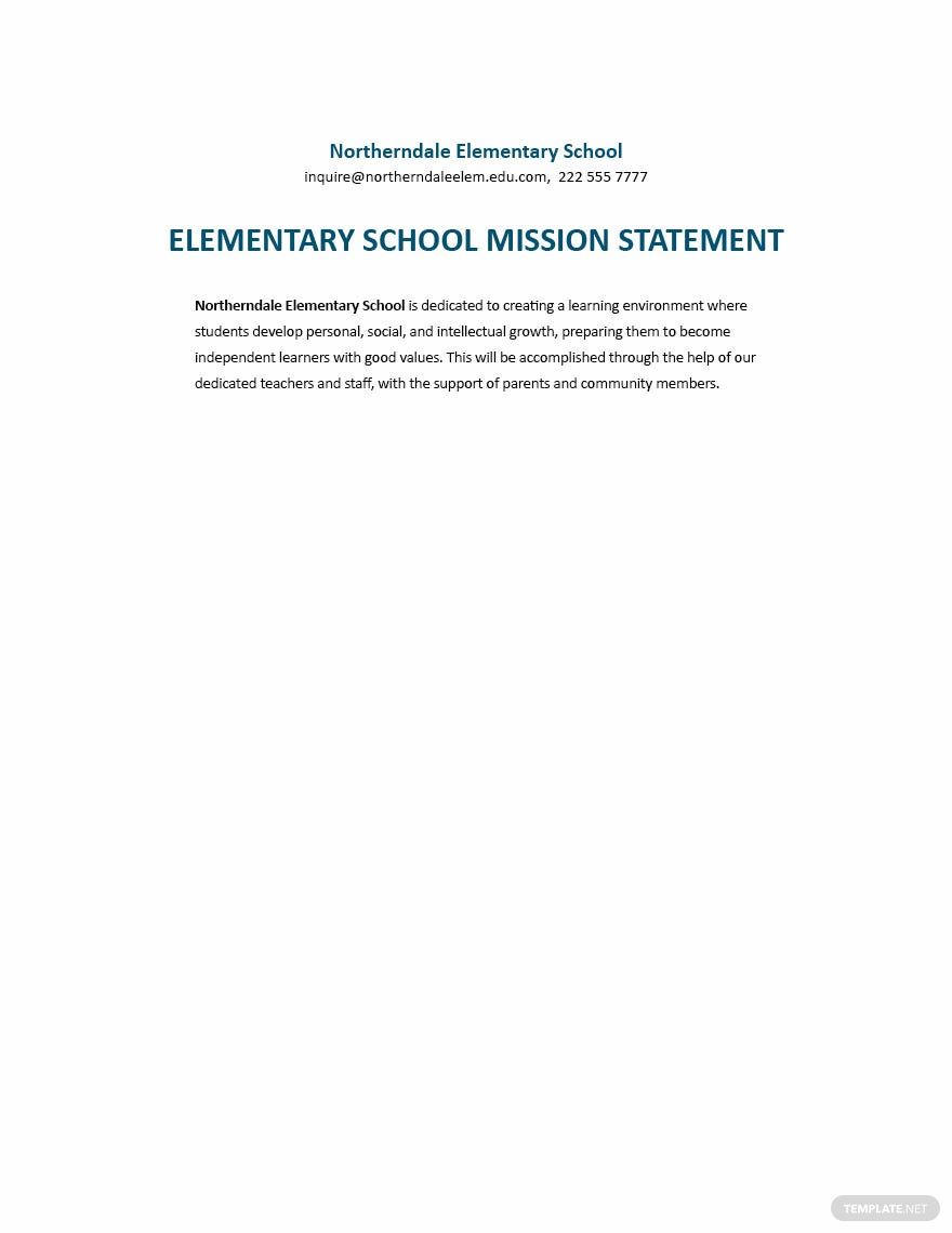 Elementary School Mission Statement Template