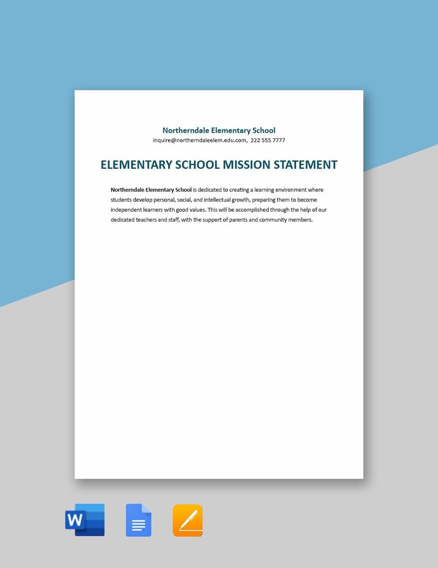 Elementary School Mission Statement Template