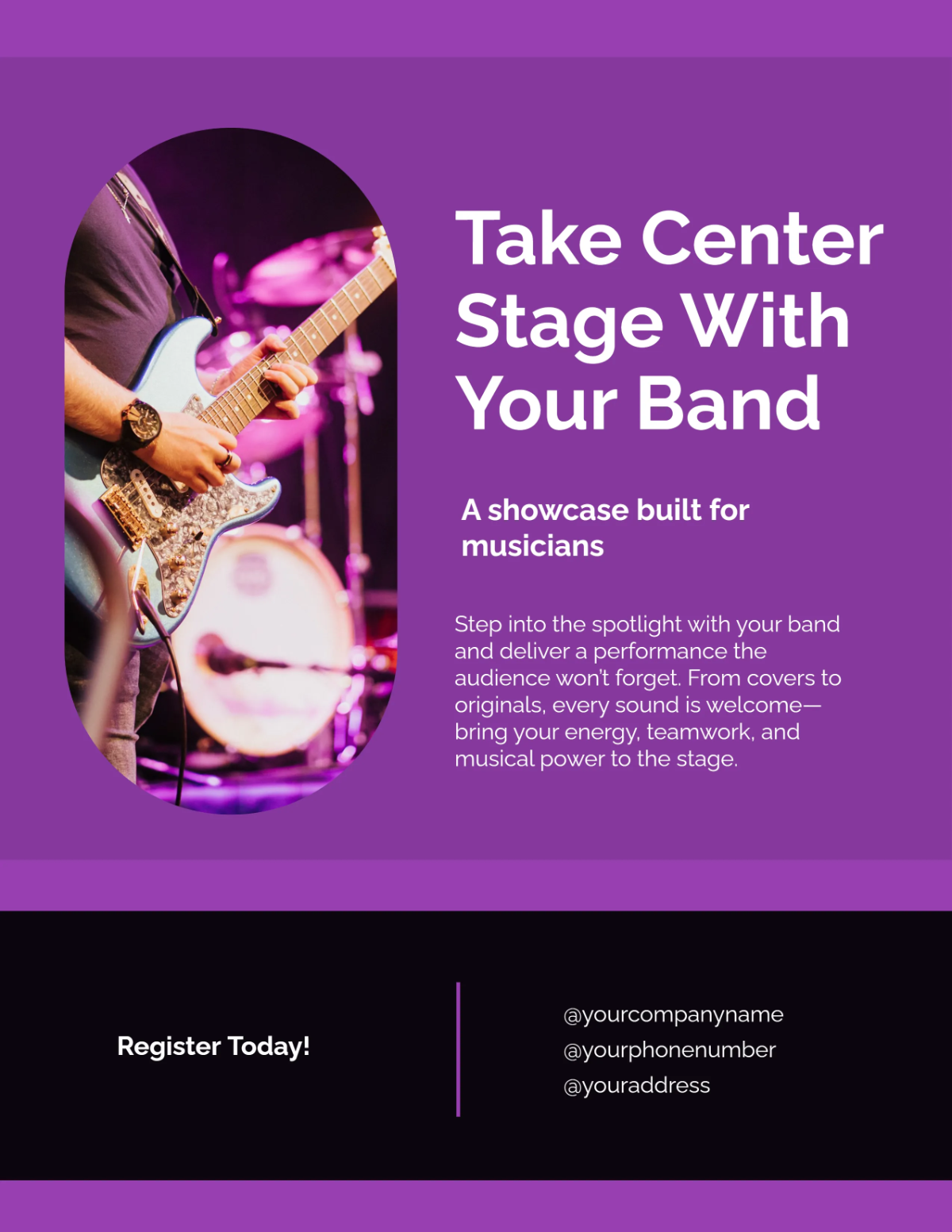 Free Purple Party Band Flyer Template to Edit Online