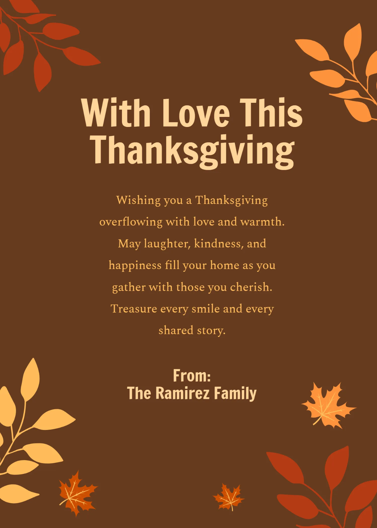 Free Thanksgiving Love Wishes Template to Edit Online
