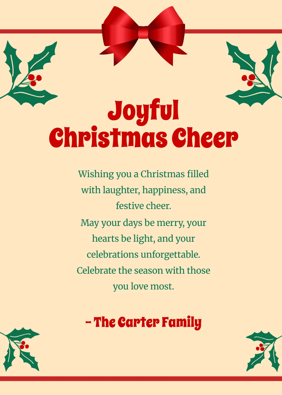 Free Christmas Happy Wishes Template to Edit Online