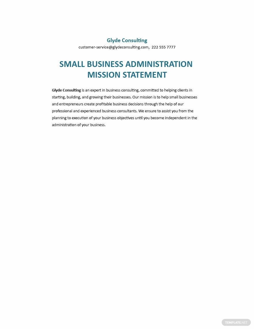 Free Small Business Administration Mission Statement Template