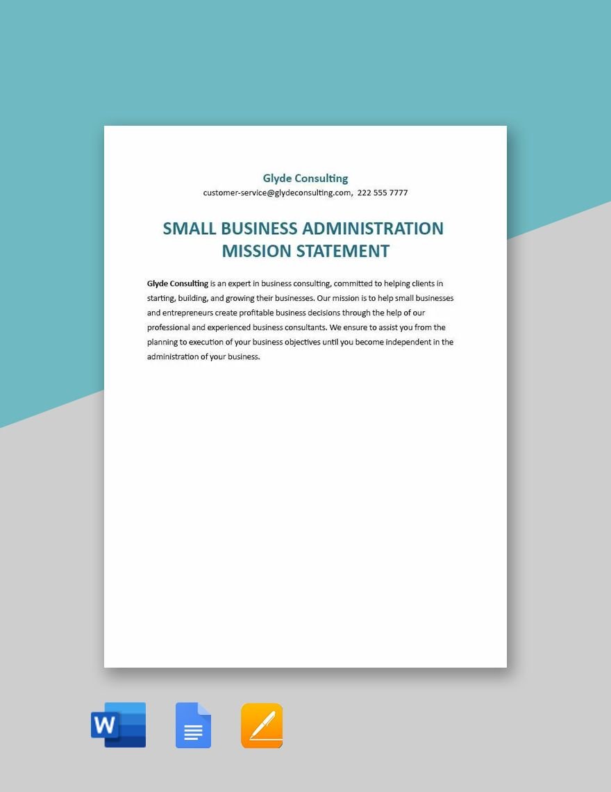 Small Business Administration Mission Statement Template