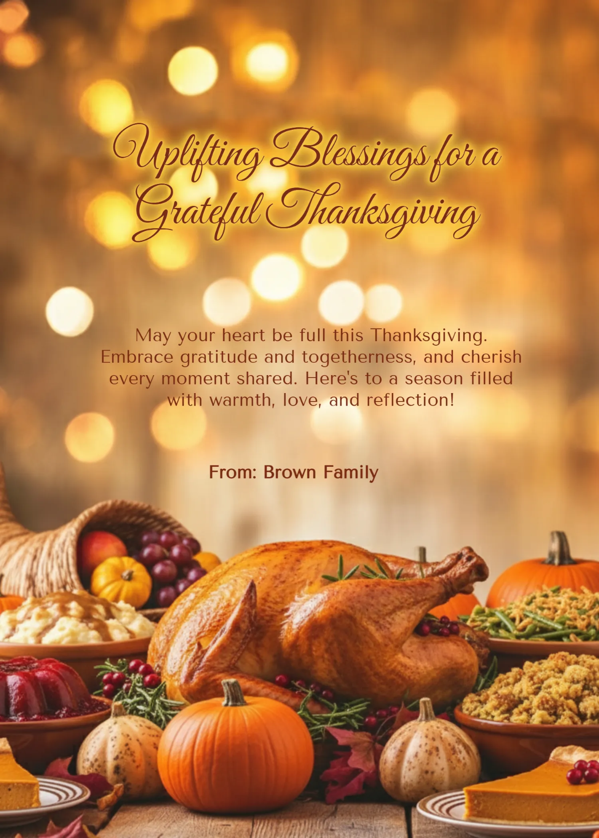 Free Thanksgiving Inspirational Wishes Template to Edit Online
