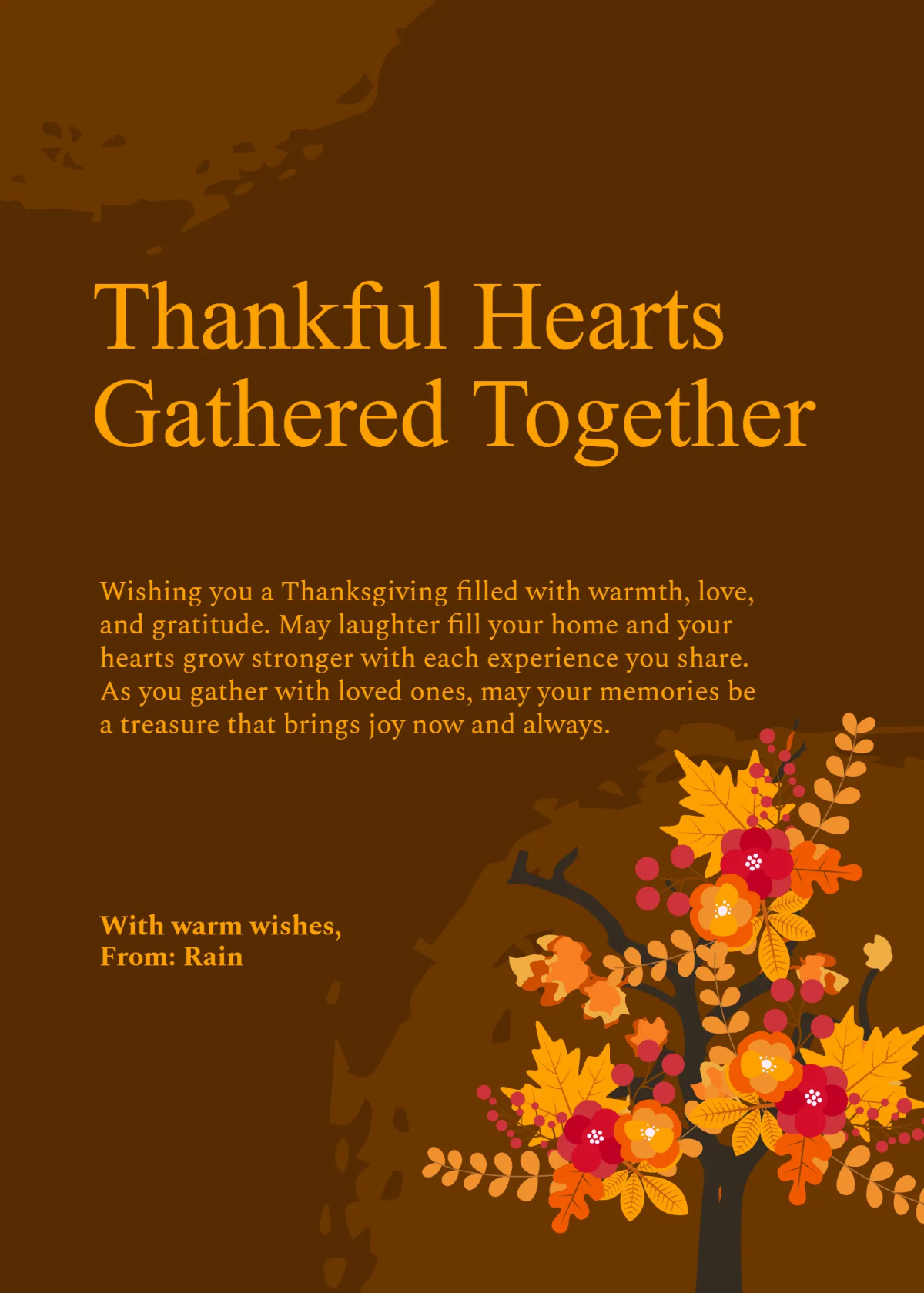 Free Unique Thanksgiving Wishes Template to Edit Online