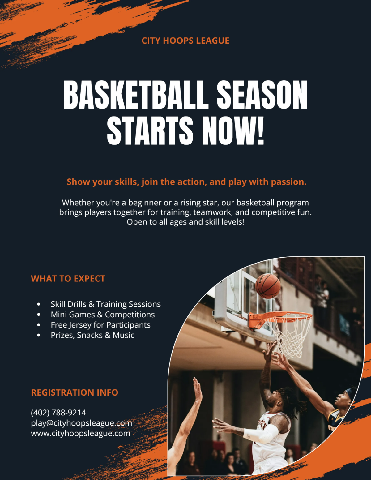 Free Creative Printable Basketball Flyer Template to Edit Online