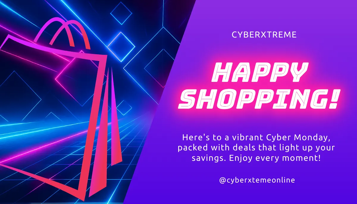 Free Neon Cyber Monday Card Template to Edit Online