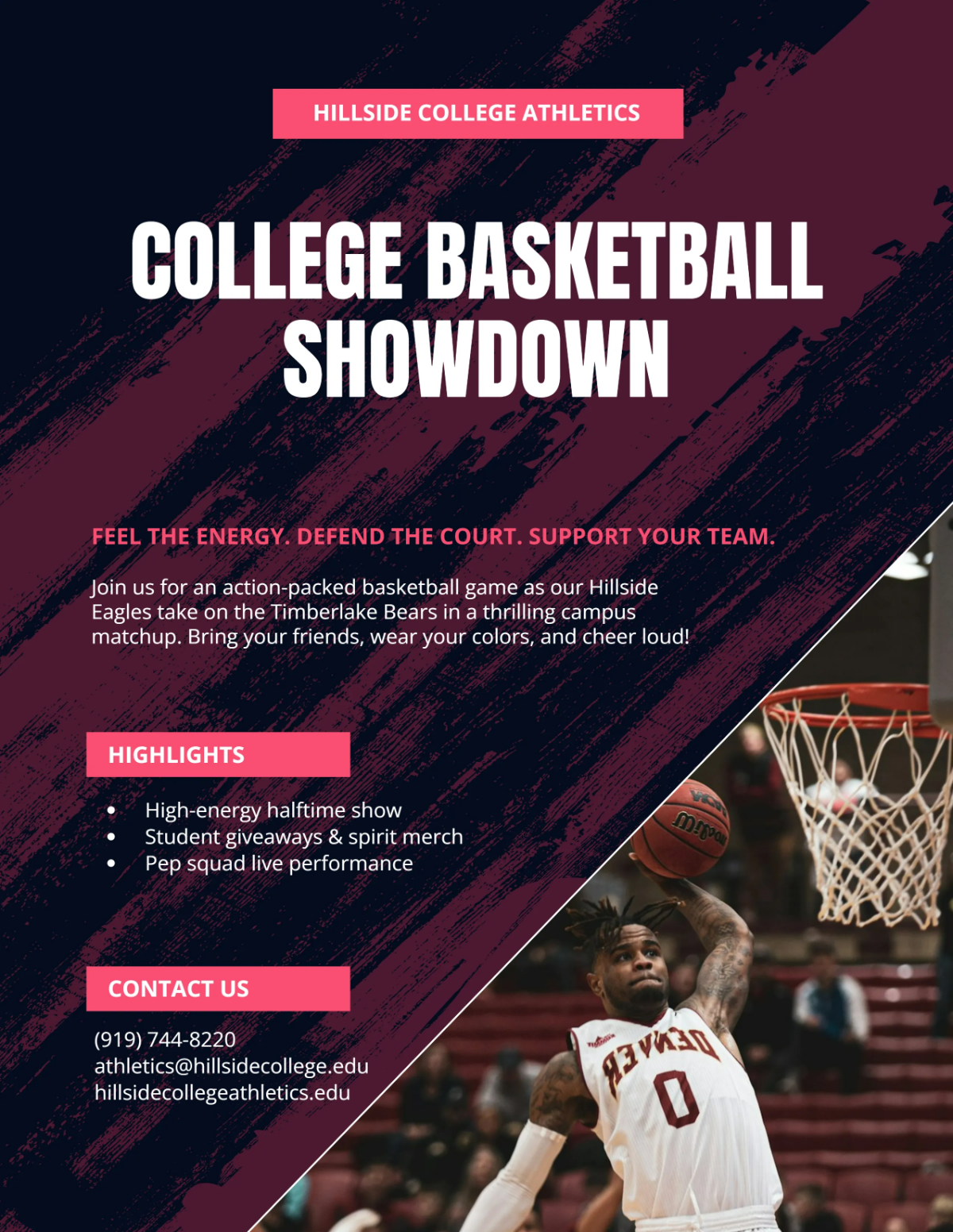 Free College Sports Basketball Flyer Template to Edit Online