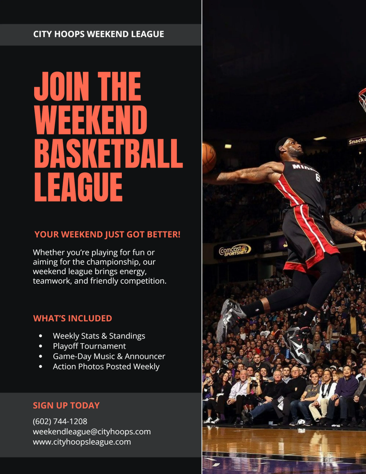 Free Weekend League Basketball Flyer Template to Edit Online