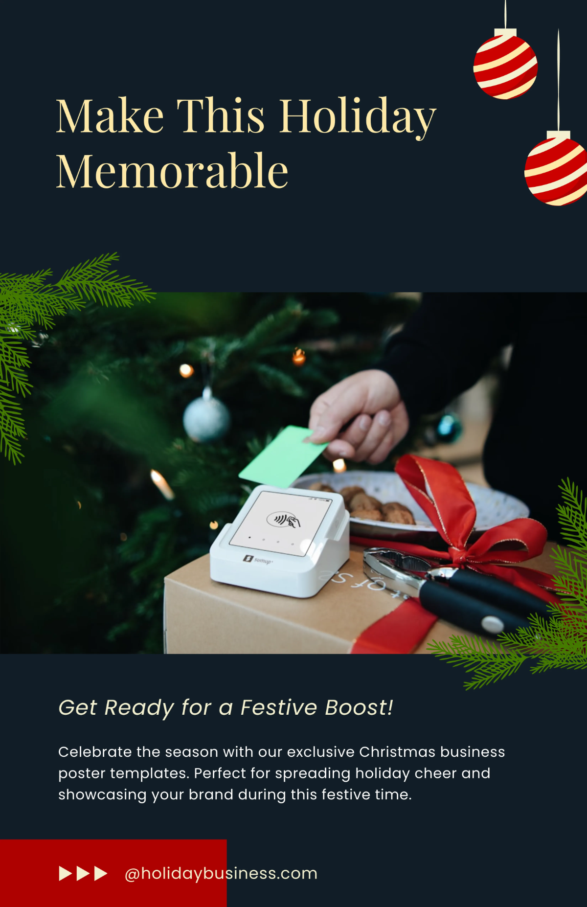 Free Business Christmas Poster Template to Edit Online