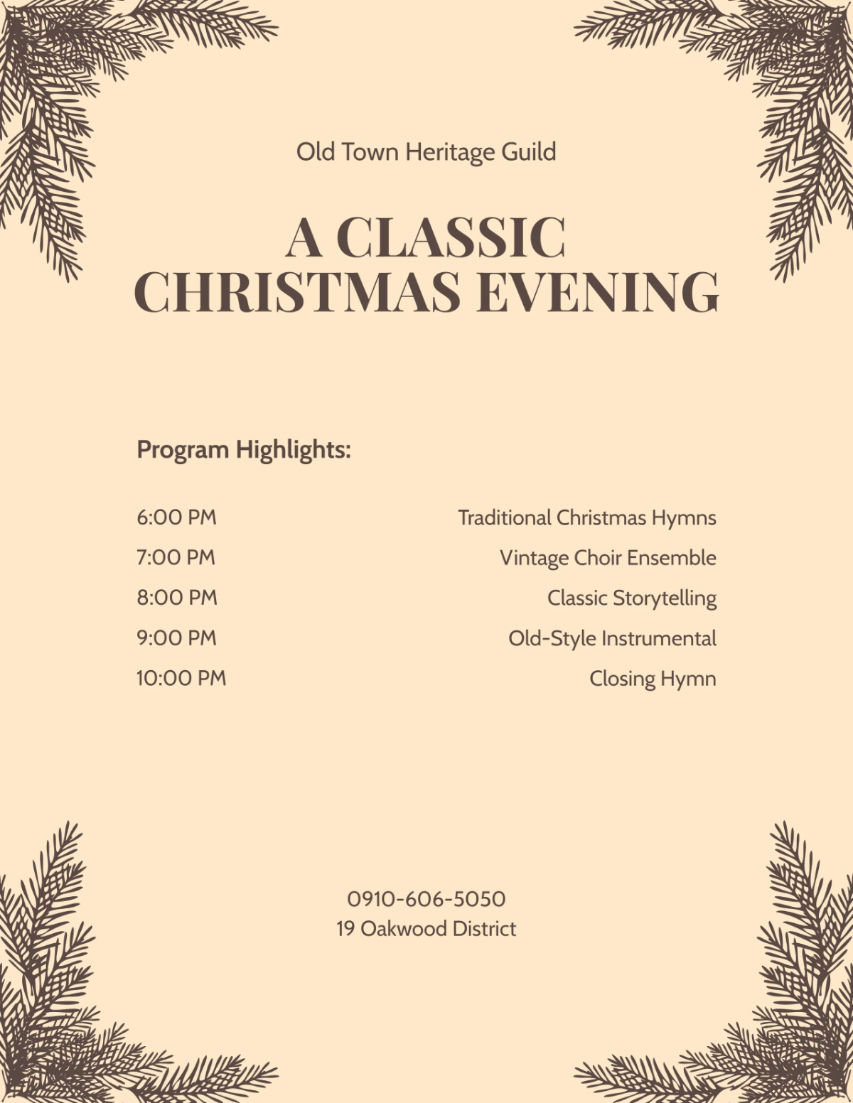 Free Vintage Christmas Program Template to Edit Online